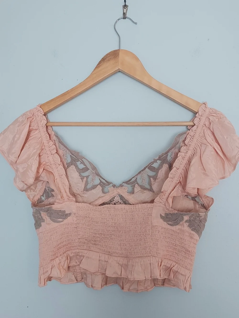 Free People Revolve Say It Again Silky Blush Cropped Top Size Medium